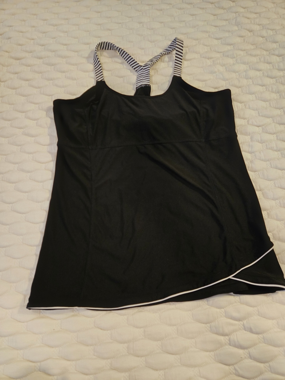 MPG Women's Athletic Tank Top Black With Stripes Straps Shelf Bra Size X-large